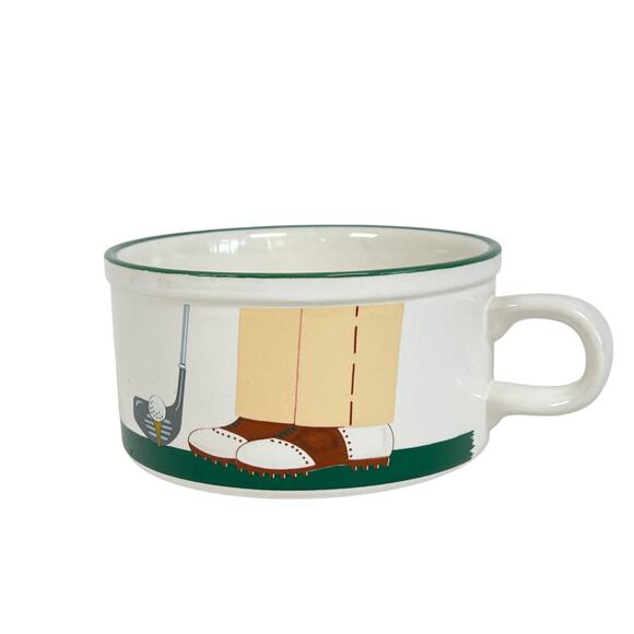 Century Japan Golf Mug Soup Coffee Oversized Cup Ceramic Pottery Golfer Vintage - Picture 1 of 10